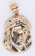 Simple Yellow Gold Jesus Head Pendant