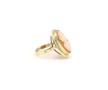 Shell Cameo Ring and Earring set in 14K