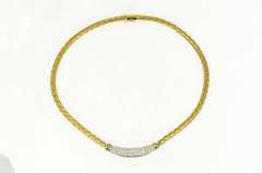 18K Yellow Gold 2.19 Ctw Roberto Coin Pave Diamond Woven Necklace
