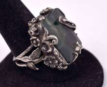 Dreamy Massive 18.37CTS Green Sapphire Ring in Sterling Silver