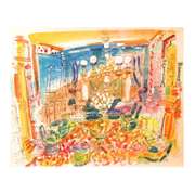 Wayne Ensrud "Salon Verte of Chateau Lafite-Rothschild" Mixed Media Original Artwork; Hand Signed; COA