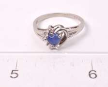 Sensational Star Sapphire Heart and Diamond Ring in White Gold