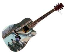 Jonas Brothers Happiness Begins Autographed Custom Photo Graphics Guitar ACOA