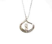 Attractive 8kt White Gold RBC Diamond w Diamond Pave Pendant on Chain