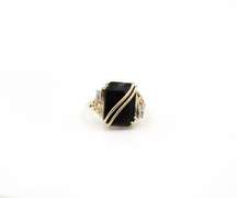 Vintage Black Onyx and Diamond Ring in 14K