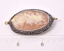 Darling Double Sided Cameo Pendant with Swarovski Crystal Accents