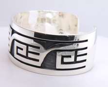 Vintage Lawrence Saufkei Hopi Sterling Silver Cuff Bangle