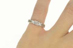 14K White Gold 0.76 Ctw Three Princess Diamond Engagement Ring