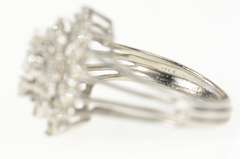 14K White Gold 0.94 Ctw Diamond Retro Cluster Statement Ring
