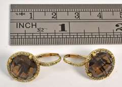 Chic Smokey Topaz and Diamond Earrings in 14 YG
