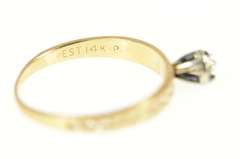 14K Yellow Gold Retro Diamond Solitaire Classic Promise Ring