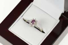 14K White Gold 0.42 Ctw Ruby Diamond Halo Engagement Ring