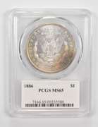 MS65 1886 Morgan Silver Dollar - Mercanti Signed - Graded PCGS