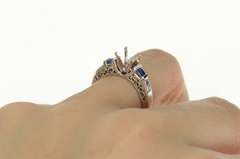 14K White Gold Sapphire 2.00 Ct Princess Engagement Setting Ring