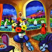 Shlomo Alter, "Spanish Guitar" Framed Limited Edition Serigraph, Numbered 162/495 and Hand Signed with Letter of Authenticity.