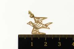 14K Yellow Gold Ornate Filigree Sparrow Freedom Symbol Charm/Pendant