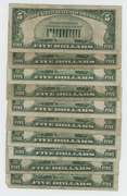 9 Assorted Old $5 Silver Certs & Notes: 1928, 1934, & 1953