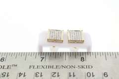 Square 10k Yellow Gold Earrings with Diamond Studs