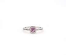 Brilliant 0.38ctw Pink Sapphire and Diamond Halo Ring in 14K