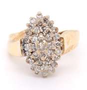Attractive Yellow Gold Diamond Cluster Ring
