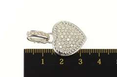 14K White Gold Pave Diamond Encrusted Heart Love Symbol Pendant