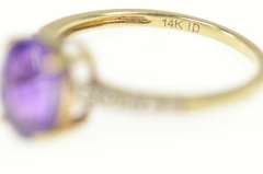 14K Yellow Gold Amethyst Diamond Statement Engagement Ring