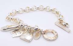 Sterling Silver Rolo Link Charm Bracelet