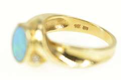 14K Yellow Gold Oval Black Opal Diamond Accent Bypass Ring