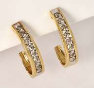 Sparkling Diamond J Hoop Earrings