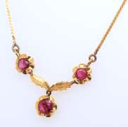 Vintage 18kt Ruby Leaf Necklace
