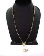 Beauteous 14kt gold beaded necklace with cross pendant