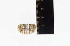 14K Yellow Gold 1.36 Ctw Natural Ruby Diamond Rounded Band Ring