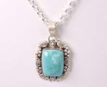 Darling 33.8CTS Turquoise Pendant Necklace in Sterling Silver