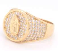 Gent's Yellow Gold Religious CZ Ring