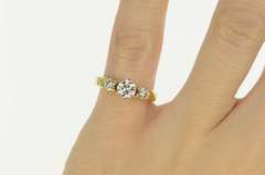 14K Yellow Gold 0.95 Ctw Classic Three Diamond Engagement Ring