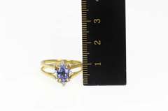 14K Yellow Gold Oval Tanzanite Diamond Cluster Reversible Ring