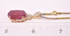 Brilliant Massive 13.71CTS Ruby and 0.13CTW Diamonds Pendant Necklace in Gold Plated Sterling Silver