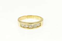 14K Yellow Gold 1.00 Ctw Five Stone Diamond Wedding Band Ring
