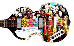 Paul McCartney Beatles Autographed Hofner Bass Photo Graphics Guitar ACOA