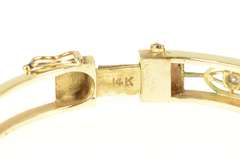 14K Yellow Gold 0.35 Ctw Art Deco Diamond Filigree Bangle Bracelet