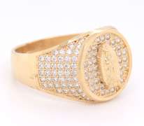 Gent's Yellow Gold Religious CZ Ring
