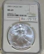 2001 Unc Silver Eagle NGC MS-69