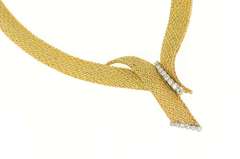 14K Yellow Gold 0.92 Ctw Diamond Woven Chain Statement Necklace