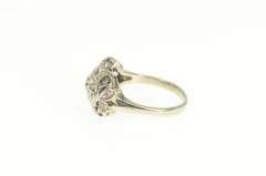 14K White Gold Art Deco Diamond Ornate Floral Statement Ring