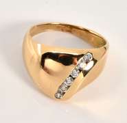 Modern 14k  Ring with Channel Set Diamonds