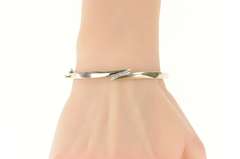 14K White Gold 0.50 Ctw Diamond Ornate Bypass Bangle Bracelet