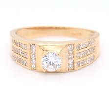 Gent's Yellow Gold Cubic Zirconia Ring