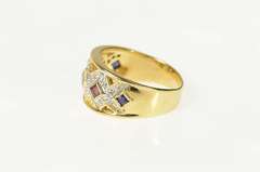 14K Yellow Gold Ornate Emerald Ruby Sapphire Diamond Band Ring
