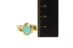 14K Yellow Gold Oval Black Opal Diamond Accent Bypass Ring