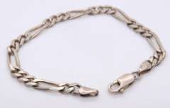 Vintage Italian Sterling Silver Figaro Chain Bracelet